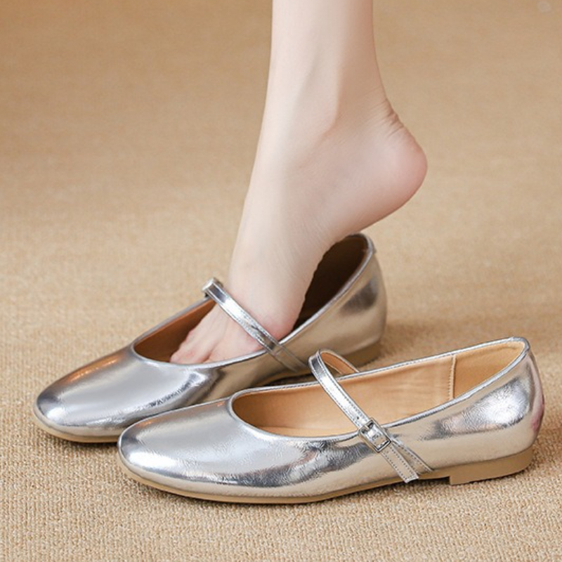 Womens Heels - أحذية باليه مسطحة فضية للنساء أحذية