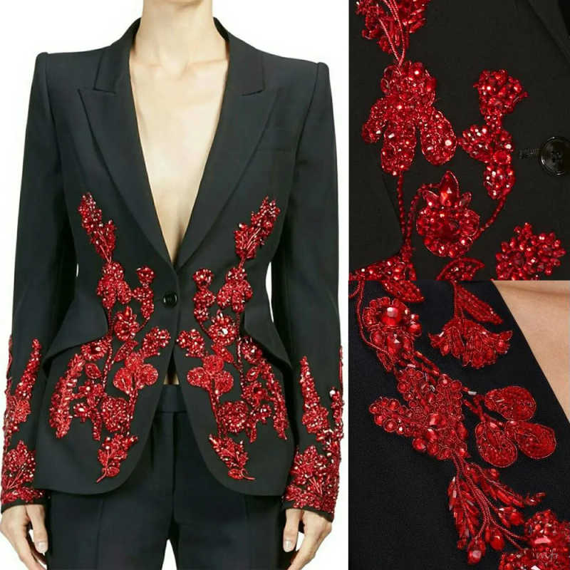 Womens Blazer - الدعاوى النسائية الحديثة مطرز يزين بلغت