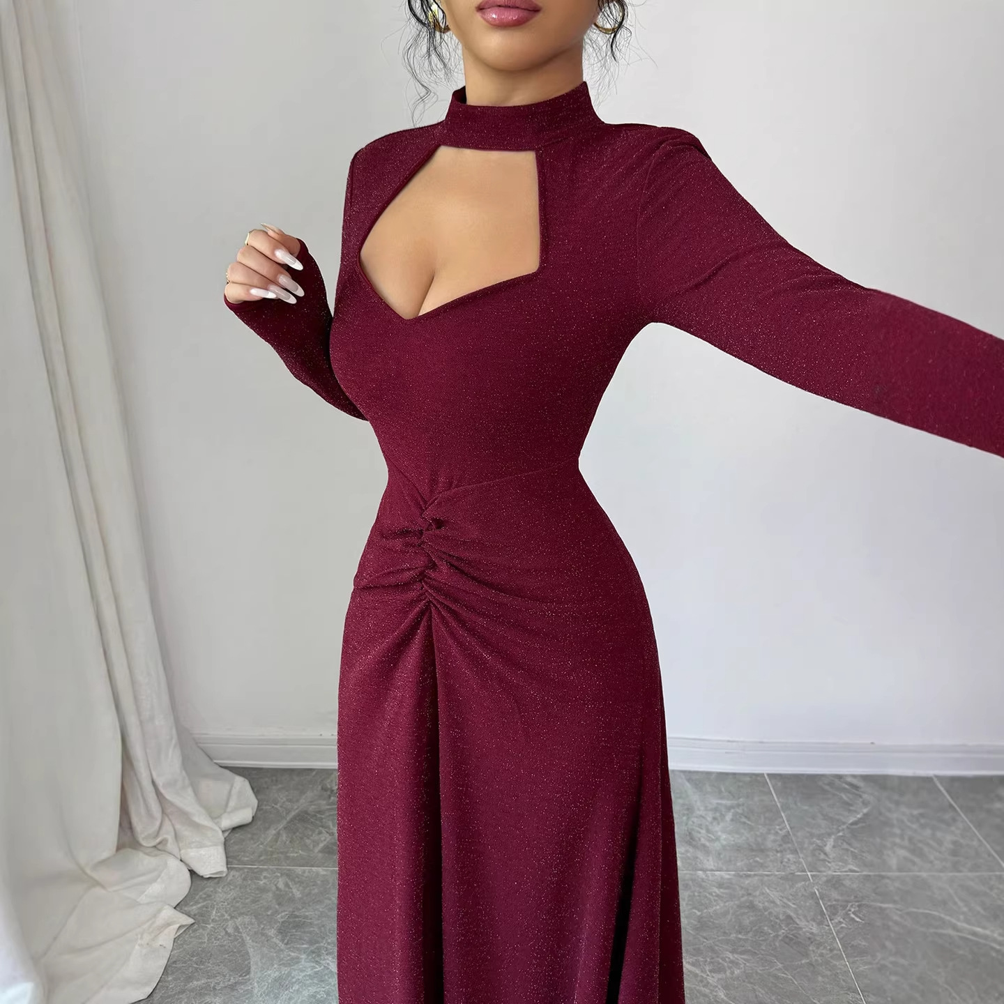 Midi Dress - فستان ميدي ضيق مثير بتصميم مطوي