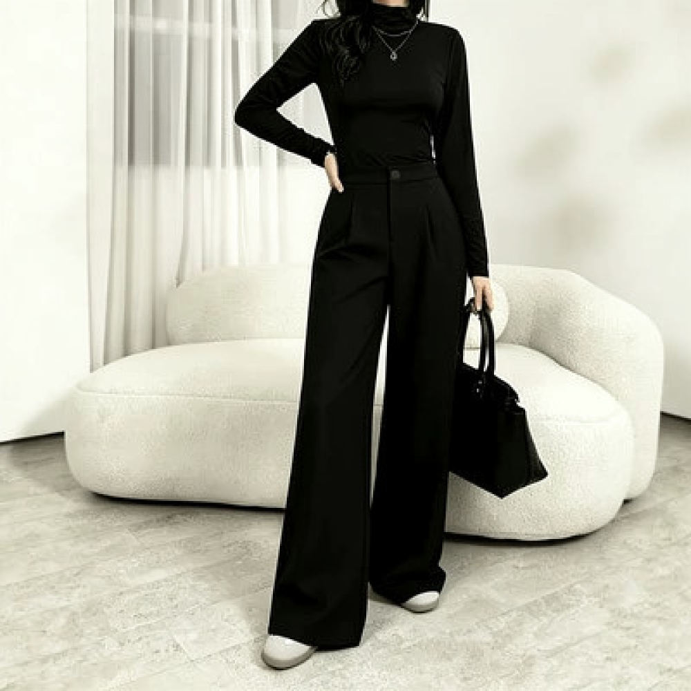 Tailored Trouser Wide - بنطلون بدلة نسائي واسع الساق بخصر