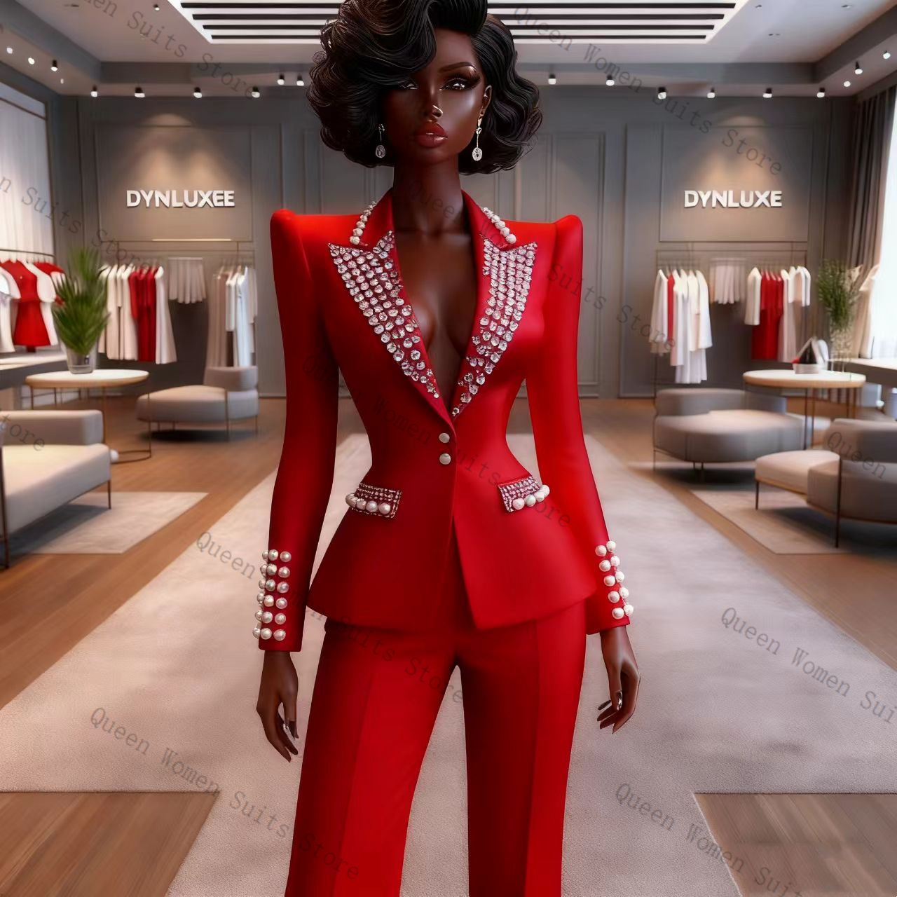 طقم بدلة نسائية أحمر مزين بالل - مراجعة Women'S Red Formal Wear وسعره