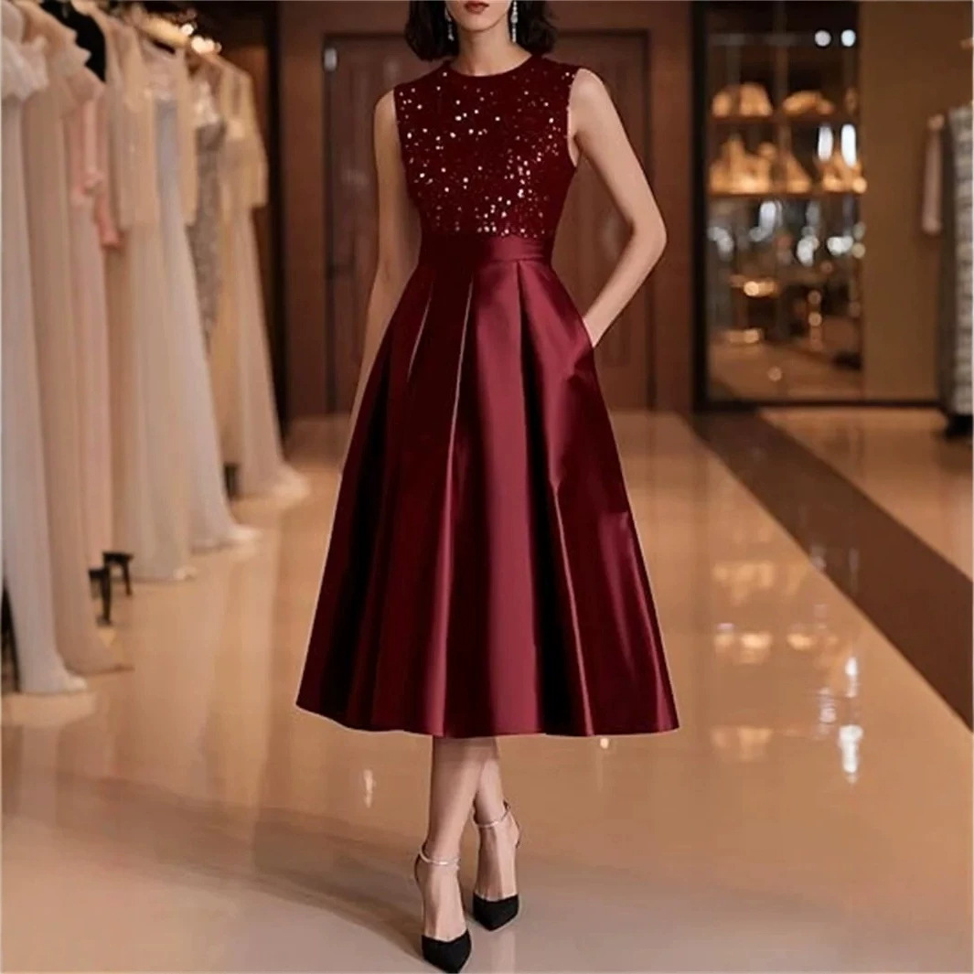فستان ميدي نسائي من الساتان با - مراجعة Midi Dress وسعره